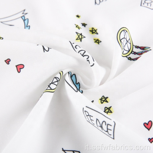 Tessuto bianco Challis con stampa tessile Tessuto 100% rayon